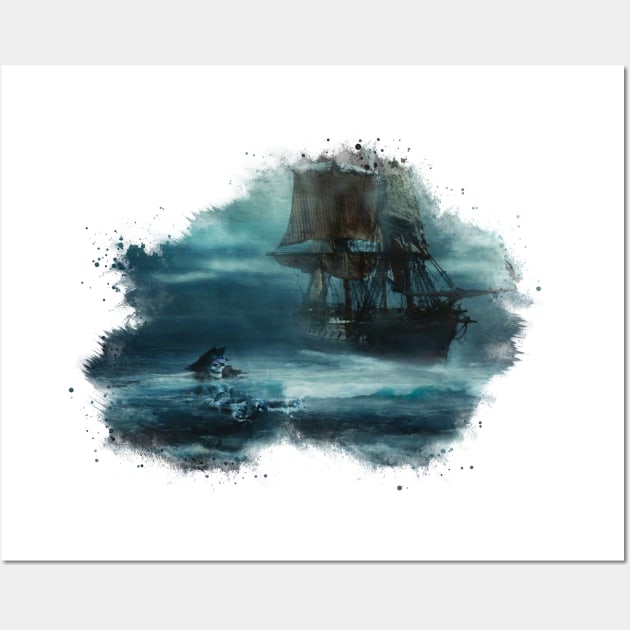 Ghost Ship Watercolor Wall Art by DoomDesigns